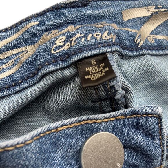 Seven7 Women's Mid Rise Skinny Jeans Pearl Embellished Blue Size 8 - Picture 10 of 11